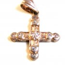 Vintage Sterling Silver & Crystals Heart Cross