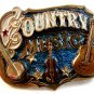 Vintage 1982 County Music Guitar Banjo Belt Buckle by Great American Buckle Co.