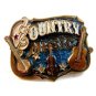 Vintage 1982 County Music Guitar Banjo Belt Buckle by Great American Buckle Co.