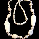 Art Deco King Tut Era White Glass Egyptian Mummy Beads Necklace