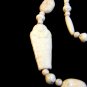 Art Deco King Tut Era White Glass Egyptian Mummy Beads Necklace