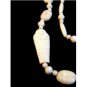 Art Deco King Tut Era White Glass Egyptian Mummy Beads Necklace