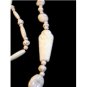 Art Deco King Tut Era White Glass Egyptian Mummy Beads Necklace