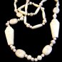 Art Deco King Tut Era White Glass Egyptian Mummy Beads Necklace