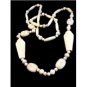 Art Deco King Tut Era White Glass Egyptian Mummy Beads Necklace