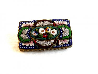 Vintage Gold Tone Italian Ultra Fine Micro Mosaic Brooch 11112013cg