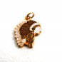 1960's Indian Chief Headress School Mascot ??? Enameled Charm 61314