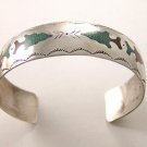 Vintage Native American Sterling Silver Coral Cuff Bracelet