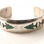 Vintage Native American Sterling Silver Coral Cuff Bracelet