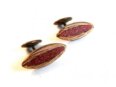 Vintage Victorian Gold Tone & Gold Stone Cufflinks