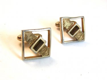 Vintage Gold Tone & Golden Topaz Cufflinks