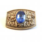 Vintage Silver Filigree & Blue Glass ? Brooch