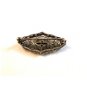 Vintage Edwardian Silver Tone & Red Stone Filigree Brooch