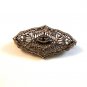 Vintage Edwardian Silver Tone & Red Stone Filigree Brooch