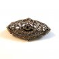 Vintage Edwardian Silver Tone & Red Stone Filigree Brooch