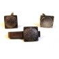 Vintage Mexican Sterling Silver Aztec Calender Cufflinks & Tie Clasp by Los Cast