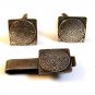 Vintage Mexican Sterling Silver Aztec Calender Cufflinks & Tie Clasp by Los Cast