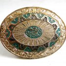 Western Heavy Silver Plate on Jewelers Bronze Belt Buckle by Crumrine #2