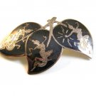 Vintage Siam Sterling Niello Dancing Lady Leaf Brooch