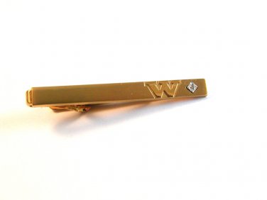 Vintage Gold Tone & Diamond Chip Tie Clasp