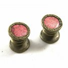 True Vintage Deco Silvertone & Pink Snap Link Cufflinks Unmarked 101014