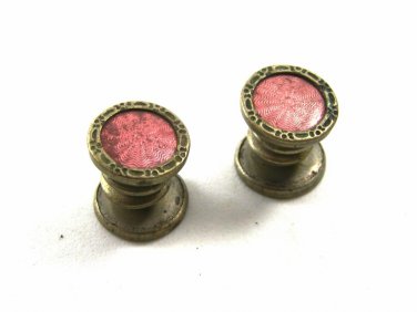 True Vintage Deco Silvertone & Pink Snap Link Cufflinks Unmarked 101014