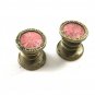 True Vintage Deco Silvertone & Pink Snap Link Cufflinks Unmarked 101014