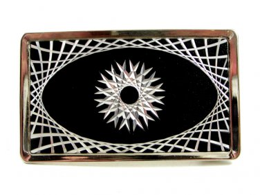 Unmarked Silvertone & Black Belt Buckle 10292013ef
