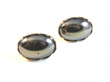 Vintage Silver Tone & Hematite Cufflinks