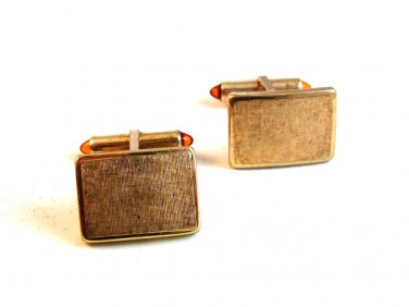 Vintage Gold Tone & Amber Cufflinks Signed Krementz