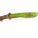 Siam Sterling Green Niello Dancer Lady Dagger Tie Clasp - a
