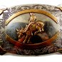 Vintage Western Cowboy Rodeo Bull Riding Belt Buckle by Frontier Buckles