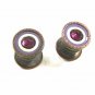 Art Deco Silvertone Purple Red Rhinestone Cufflinks By SNAP LINK 101314