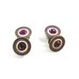 Art Deco Silvertone Purple Red Rhinestone Cufflinks By SNAP LINK 101314