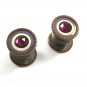 Art Deco Silvertone Purple Red Rhinestone Cufflinks By SNAP LINK 101314