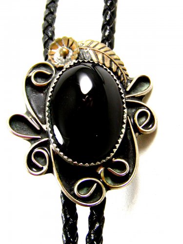 Southwest Western Black Onyx Bolo