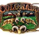 1983 Colorado Big Horn Sheep Butting Heads Belt Buckle Made In U.S.A.