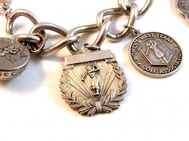 Vintage SPWGA Sterling Silver Golf Charms & Bracelet