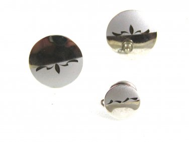 Retro Sterling Silver Cufflinks & Matching Tie Tac 72514