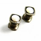 Edwardian / Deco Mother Pearl & Black Enamel Cufflinks By Snap Link 102414