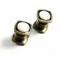 Edwardian / Deco Mother Pearl & Black Enamel Cufflinks By Snap Link 102414