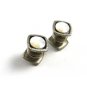 Edwardian / Deco Mother Pearl & Black Enamel Cufflinks By Snap Link 102414