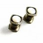 Edwardian / Deco Mother Pearl & Black Enamel Cufflinks By Snap Link 102414