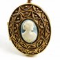 Goldtone & Blue & White Cameo Of A Lady Brooch / Pendant By Avon 121714