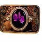 Vintage Purple Orchid Flower Western Belt Buckle Made in USA