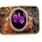 Vintage Purple Orchid Flower Western Belt Buckle Made in USA