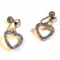 Vintage Sterling Silver & Marcasites Dangly Heart Screw Back Earrings