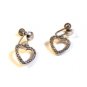 Vintage Sterling Silver & Marcasites Dangly Heart Screw Back Earrings