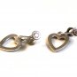 Vintage Sterling Silver & Marcasites Dangly Heart Screw Back Earrings