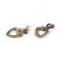 Vintage Sterling Silver & Marcasites Dangly Heart Screw Back Earrings